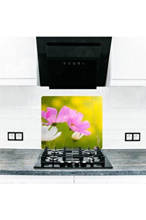 Cam Ocak Arkası Koruyucu ve Kesme Tablası İlk Bahar| 50 cm x 56 cm