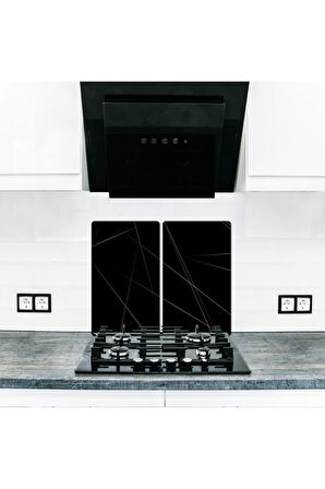 Cam Ocak Arkası Koruyucu ve Kesme Tablası Led | 60 cm x 52 4'lü Ocaklar