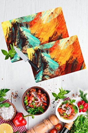 2'li Takım Boya Görünümlü Takım Cam Kesme Tahtası - Cam Kesim Tablası 20x30 & 30x40