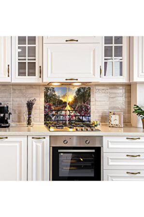 2'li 40x52 cm Cam Ocak Koruyucu 5'li Ocaklar İçin Amsterdam