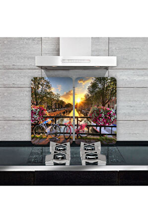 2'li 40x52 cm Cam Ocak Koruyucu 5'li Ocaklar İçin Amsterdam