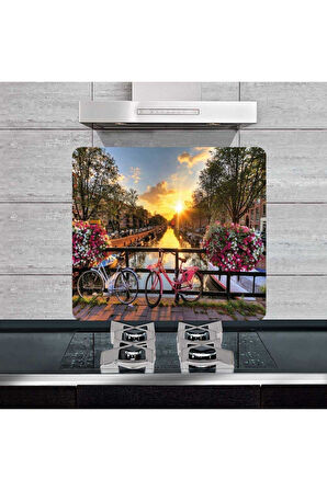 50x56 cm Amsterdam Cam Ocak Koruyucu