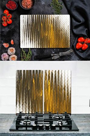 Takım Halinde Art  20x30 cm Kesme Tablası ve 60x52cm Cam Ocak Koruyucu 4'lü Ocaklar