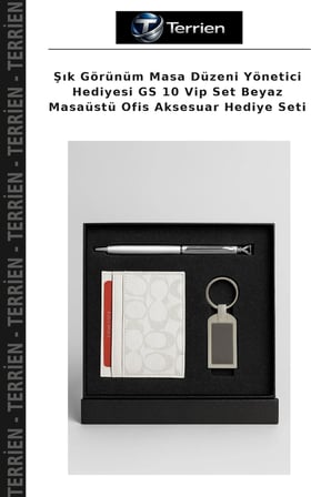 Şık Görünüm Masa Düzeni Yönetici Hediyesi GS 10 Vip Set Beyaz Masaüstü Ofis Aksesuar Hediye Seti