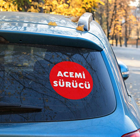 Acemi Sürücü Sticker Etiket - 15cm - Kırmızı Renk - (Araç Camı İçerisinden Yapıştırılır)