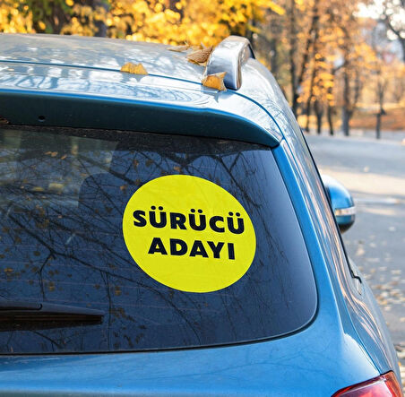 Sürücü Adayı Sticker Etiket - 15cm - Sarı Renk - (Araç Camı İçerisinden Yapıştırılır)