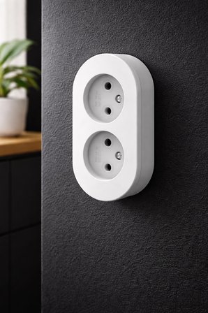 Gri Sıva Üstü İkili Topraklı Priz – Modern Şık Tasarım, Dayanıklı Elektrik Prizi Çiftli