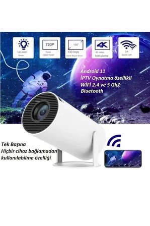 Taşınabilir Sinema Projektörü Pro Telefon Destekli Android 11 Akıllı Projeksiyon