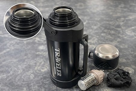 2000 ml Bardaklı Çift Katmanlı Vakumlu Paslanmaz Çelik Termos