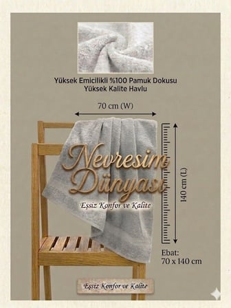 Nevresim Dünyası Prime Havlu 70x140 Gri