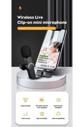 Lightning Girişli Iphone Uyumlu Ikili Kablosuz Yaka Mikrofonu Youtube Facebook Tiktok Vlog