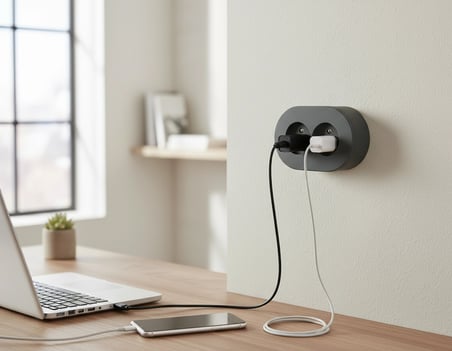 Antrasit Renkli Sıva Üstü İkili Topraklı Priz, Çiftli Elektrik Bağlantısı