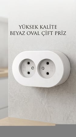Çift Girişli Beyaz Sıva Üstü Modern Duvar Prizi
