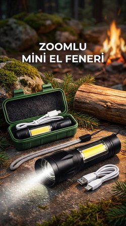 Dayanıklı Metal Gövdeli El Feneri, Gece ve Kamp Kullanımı İçin