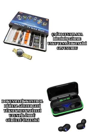 Powerbank Bluetooth Kulaklık Ve Akıllı Saat 7 Kordonlu Metal Kordon Plastik Kordon