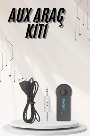 Yeni Nesil Bluetooth Aux Araç Kiti Siyah TV Tablet Telefon Araç Araba