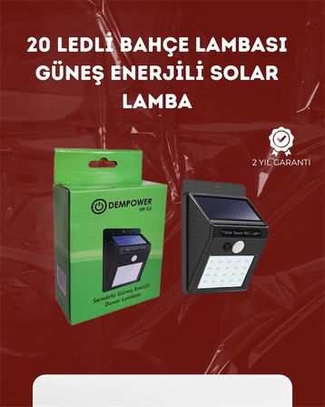 Su Geçirmez 20 LED Solar Aydınlatma | Dış Mekan için PIR Hareket Sensörü ile Akıllı Işık