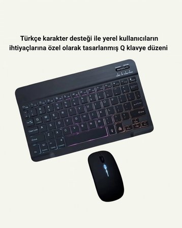 Bluetooth 5.3 Destekli Şarjlı Taşınabilir Klavye + Mouse Kombinasyonu