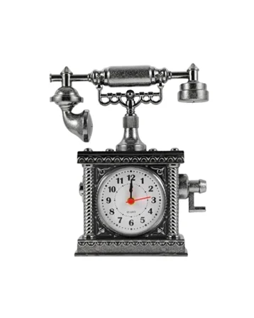 Nostaljik Telefon Tasarımlı Masa Saati Yüksek Sesli Alarm