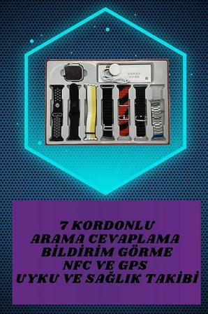 Yeni Nesil Akıllı Saat ve Bluetooth Kulaklık Kampanyası Dokunmatik Kare 7 Kordonlu
