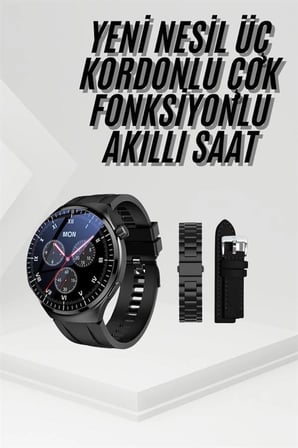 Amoled Ekran Metal Deri Silikon Kordonlu Uyku ve Sağlık Takibi
