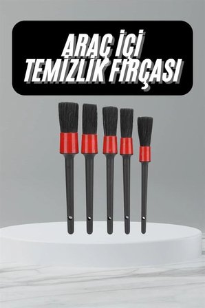 5 Adet Oto Detaylı Temizleyici Araç İçi Temizlik Fırça Seti Koltuk Döşeme Kapı Toz Alma Fırçası