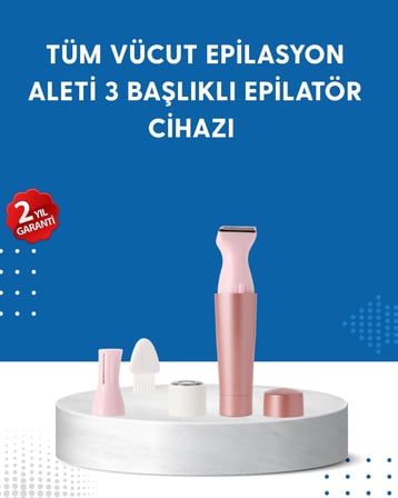 3 Başlıklı Taşınabilir Yüz ve Vücut Tüy Alma Makinesi