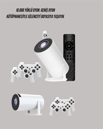 TÇift Kollu Tasarımlı Kablosuz Projeksiyon – 4K, 10.000 Oyun ve Smart App Desteği