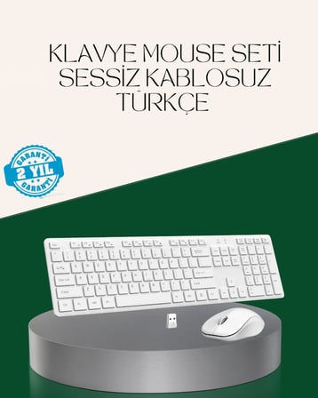 Ergonomik Kablosuz Klavye Mouse Takımı - Tam Boy, Sessiz ve Güvenilir