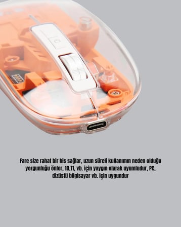 Hafif ve Taşınabilir Fare – 43 Gram, Otomatik Uyku Modlu