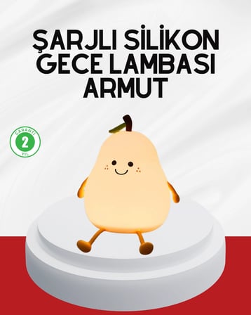 USB Şarjlı Armut Gece Lambası Dokunmatik Renk Değişimli