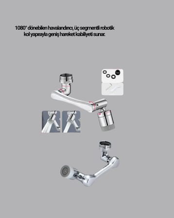 Üç Segmentli 1080 Derece Musluk Aparatı Esnek Döner Havalandırıcı Pratik Kullanım