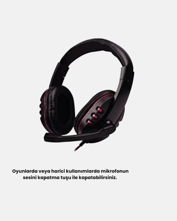 Profesyonel Gaming Kulaklık – Mikrofonlu, Yumuşak Pedli, Stereo Ses Kalitesi, Tere Dayanıklı