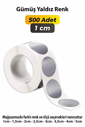 Gümüş Yaldız Yuvarlak Kesim Etiket 1cm - 500 Adet