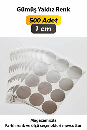 Gümüş Yaldız Yuvarlak Kesim Etiket 1cm - 500 Adet