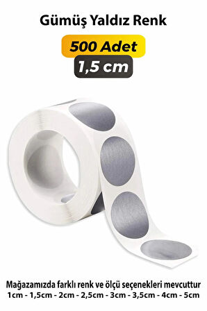 Gümüş Yaldız Yuvarlak Kesim Etiket 1,5cm - 500 Adet