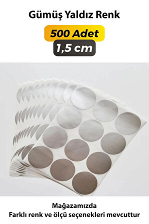 Gümüş Yaldız Yuvarlak Kesim Etiket 1,5cm - 500 Adet