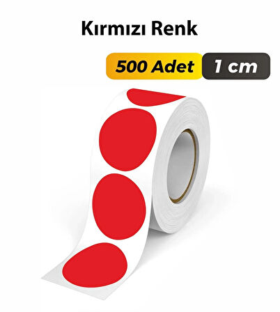 Yuvarlak Kesim Kırmızı Renk Etiket 1cm - 500 Adet
