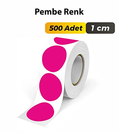 Yuvarlak Kesim Pembe Renk Etiket 1cm - 500 Adet