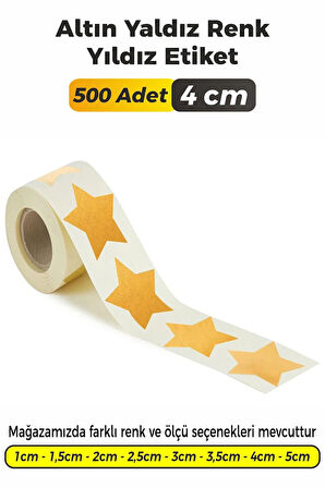 Yıldız Kesim Altın Yaldız Renk Etiket - 4cm 500 Adet