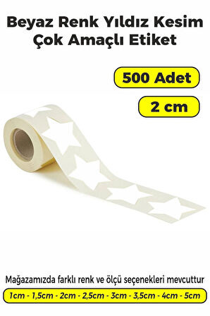 Yıldız Kesim Beyaz Renk Etiket - 2cm 500 Adet