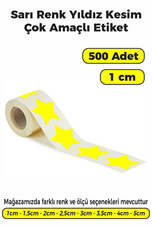 Yıldız Kesim Sarı Renk Etiket - 1cm 500 Adet