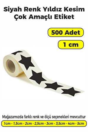 Yıldız Kesim Siyah Renk Etiket - 1cm 500 Adet