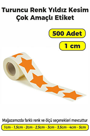 Yıldız Kesim Turuncu Renk Etiket - 1cm 500 Adet