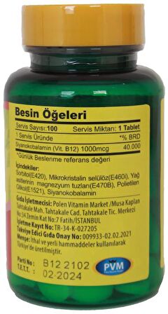 Vitapol Vitamin B12 1000 Mcg 100 Tablet  