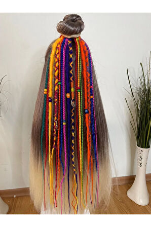 Rasta Mix Afrika Örgü Toka 16lı 50 Cm - Rengarenk