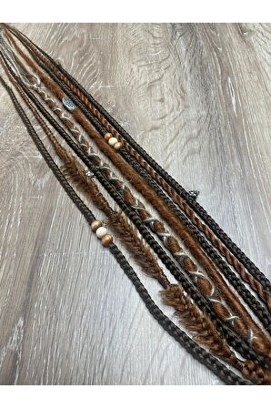 8li Rasta Mix Afrika Örgü Toka 50cm - Koyu Kumral & Bakır