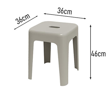 Saban Tabure Sağlam Plastik Kırılmaya Dayanıklı Bahçe, Balkon ,Banyo Bej