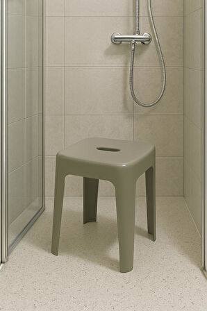 Saban Tabure Sağlam Plastik Kırılmaya Dayanıklı Bahçe, Balkon ,Banyo Bej