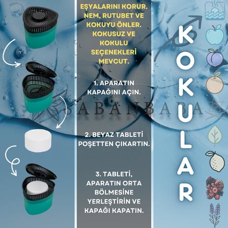 Yeşil, Yeşil Elma Kokulu Üçgen Nem Alıcı Aparat - Koku ve Rutubet Gideirci 500Gr